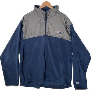 NFL New England Patriots Full Zip Jacket Gray Navy Blue Size XL